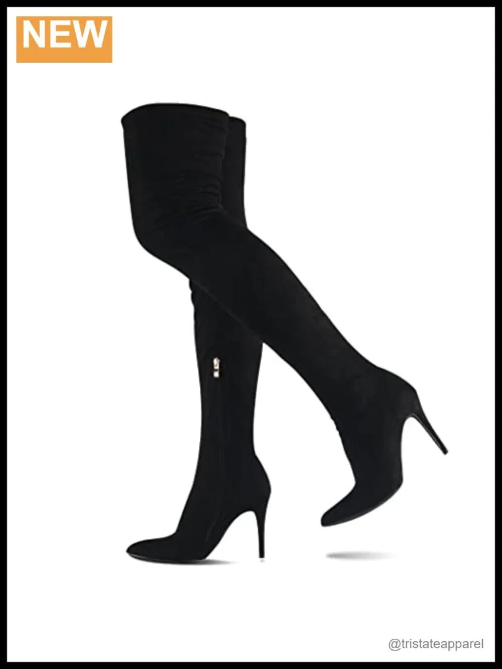 Faux Suede Over the Knee Stiletto Boots Side Zip Pointed Toe 24.5in Shaft